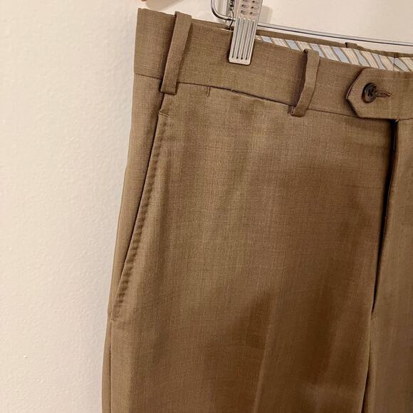 Paul Betenly Vantage Dress Pants Mens Size 34 Tan Super 120's Wool Classic - Picture 3 of 13